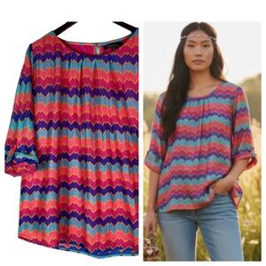 Caleaas Sz 2X 18 20 XXL Top Tunic Shirt Chevron Stripe Vibrant Artsy
